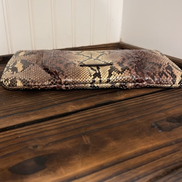 Michael Kors Snakeskin Pattern Envelope Clutch with Chunky Chain Detail - Picture 7 of 7